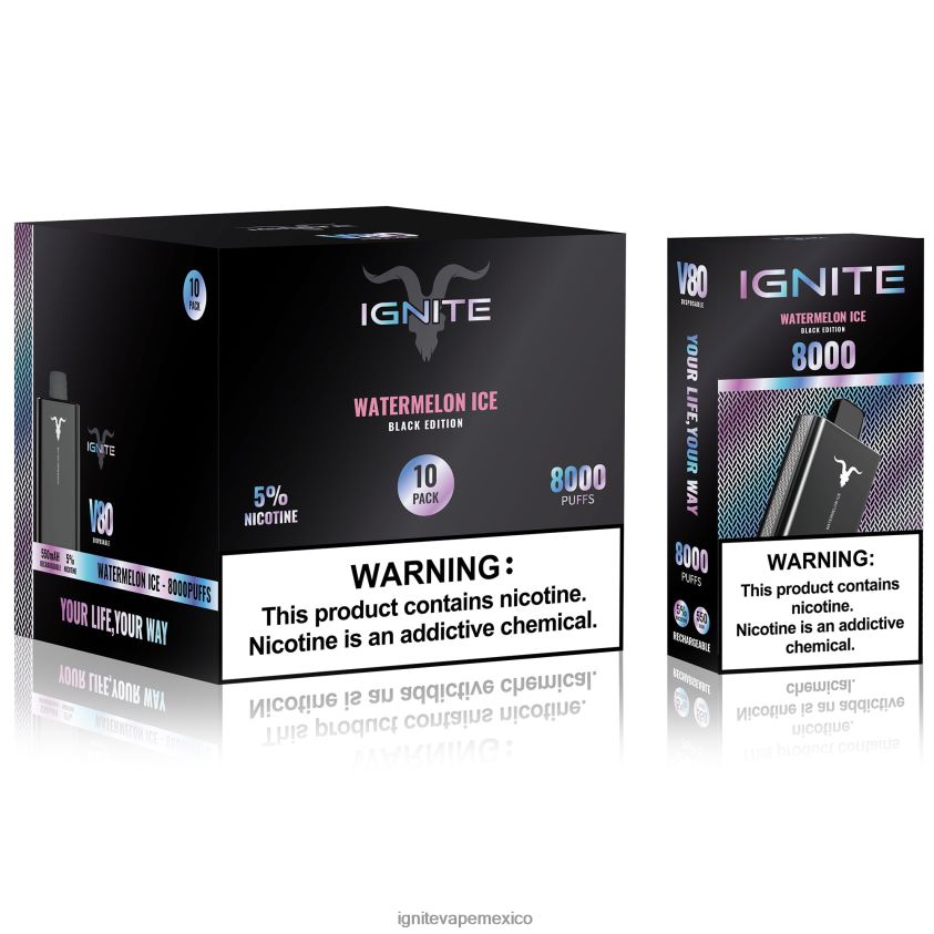 IGNITE Vape Sabores - IGNITE V80 paquete de 10 bolígrafos vaporizadores 244B4T65 hielo de sandia